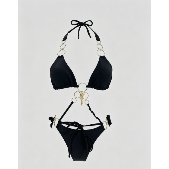 Sexy Three‑Button Two‑Piece Swimsuit